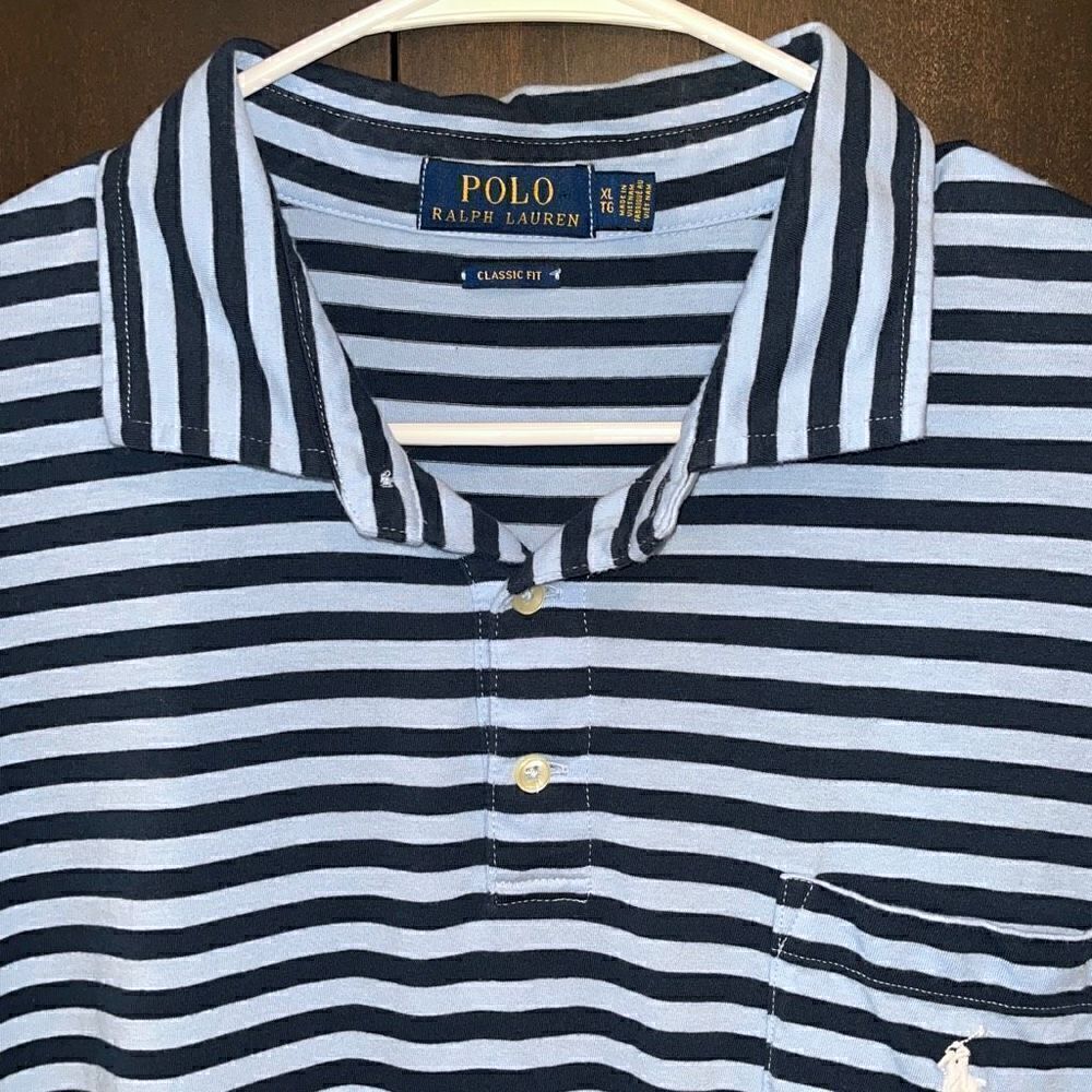 Polo Ralph Lauren Blue Striped Short Sleeve Polo Shirt XL - Picture 4 of 5